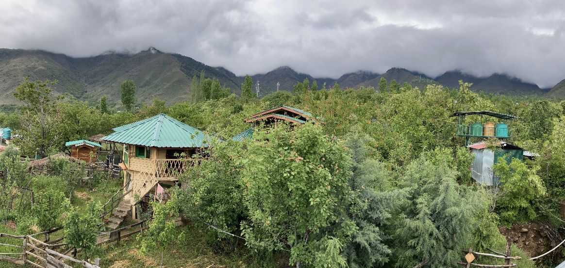 View of Sagg Eco Village Kashmir with Breathtaking Himalayan Mountain Views in the Background! Sagg Eco Village, Kashmir first eco village experiment